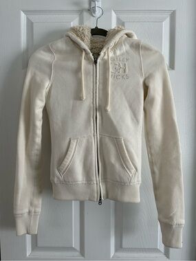 Gilly Hicks Ivory Sherpa-Lined Zip Hoodie